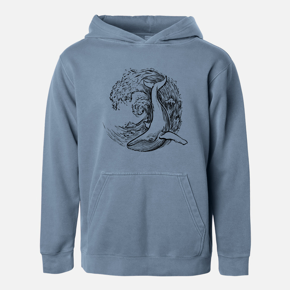 Whale Wave - Youth Pigment Dyed Hoodie