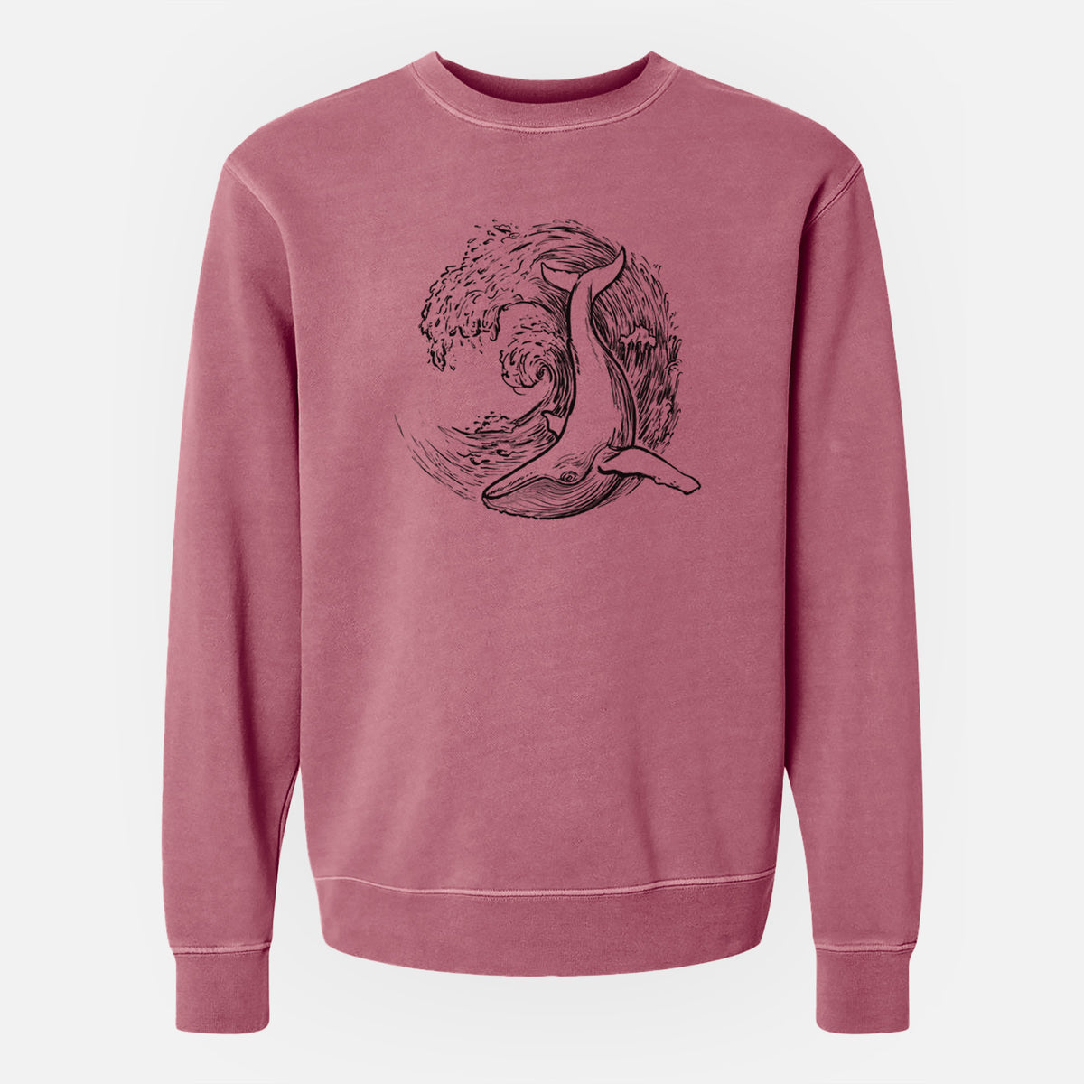 Whale Wave - Unisex Pigment Dyed Crew Sweatshirt