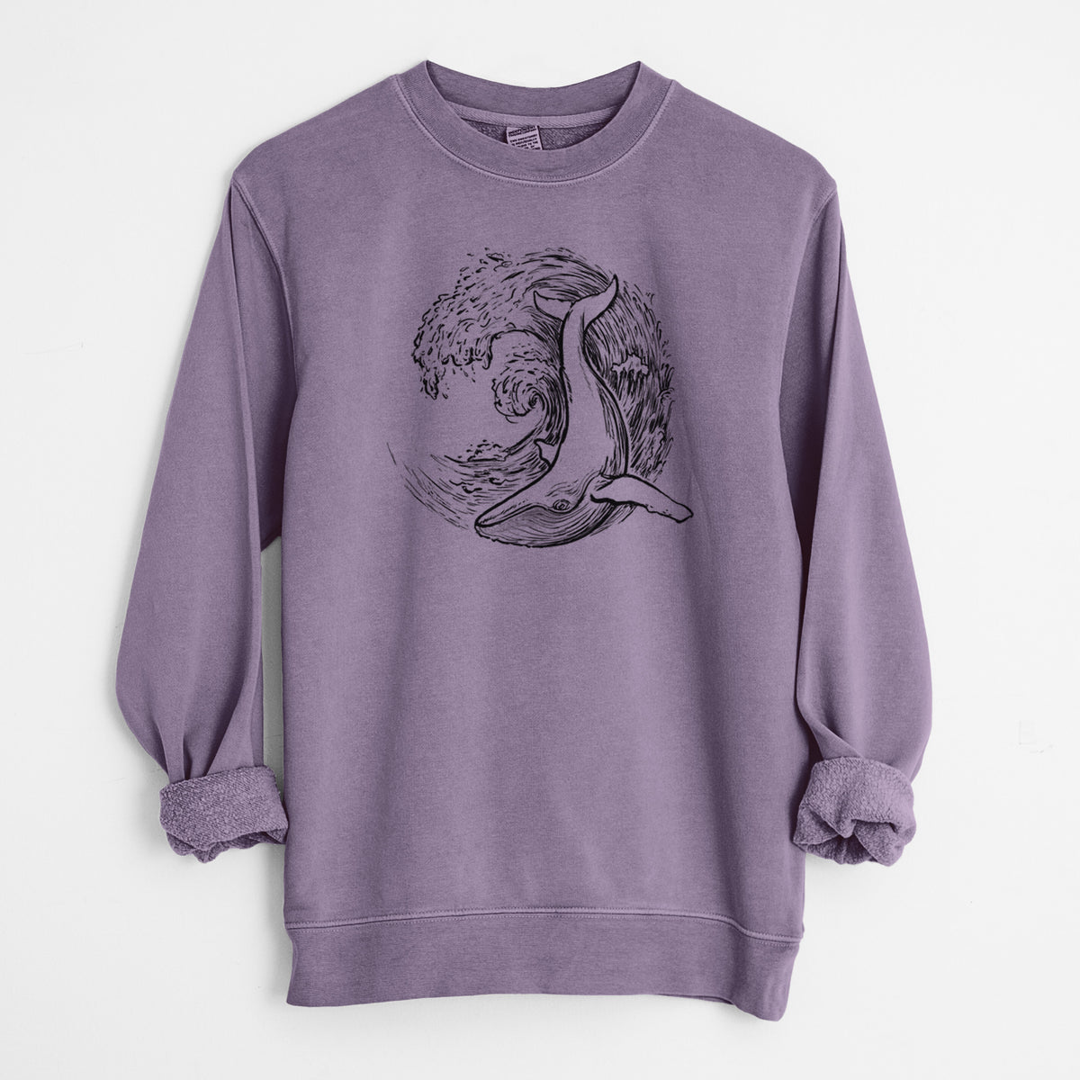 Whale Wave - Unisex Pigment Dyed Crew Sweatshirt