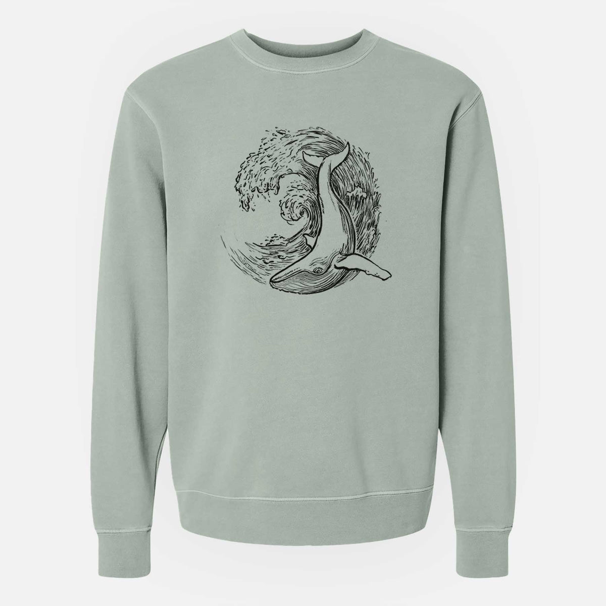 Whale Wave - Unisex Pigment Dyed Crew Sweatshirt