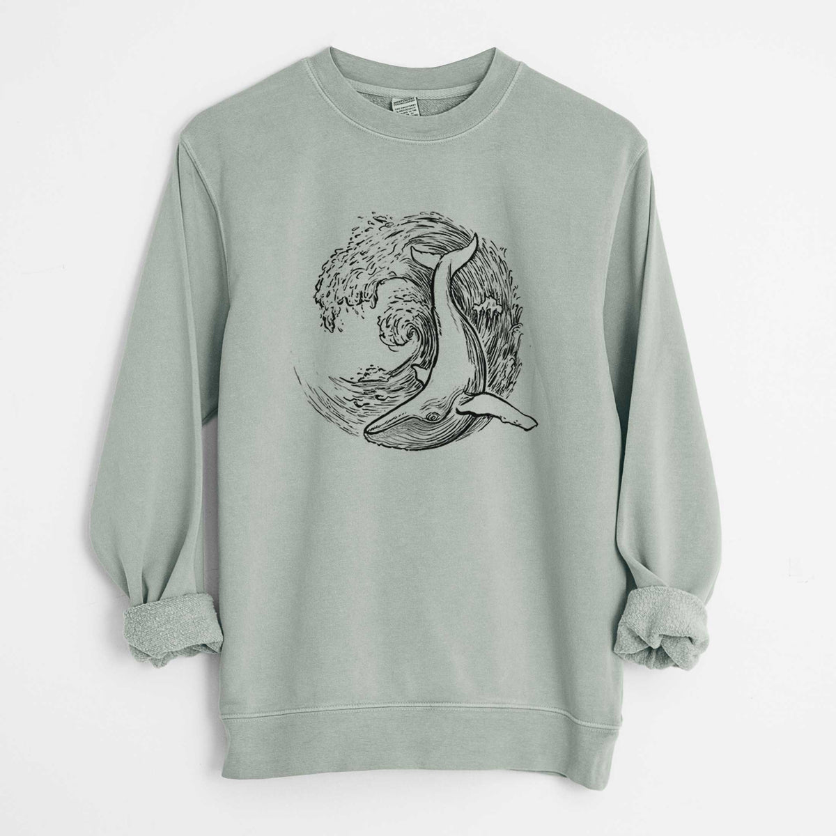 Whale Wave - Unisex Pigment Dyed Crew Sweatshirt