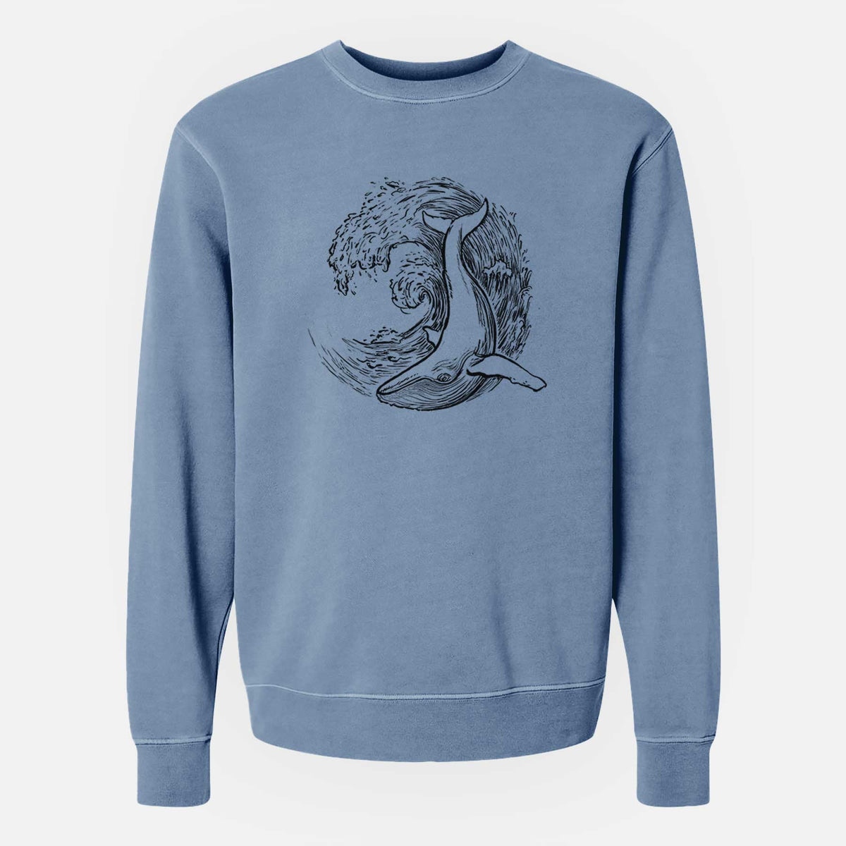 Whale Wave - Unisex Pigment Dyed Crew Sweatshirt