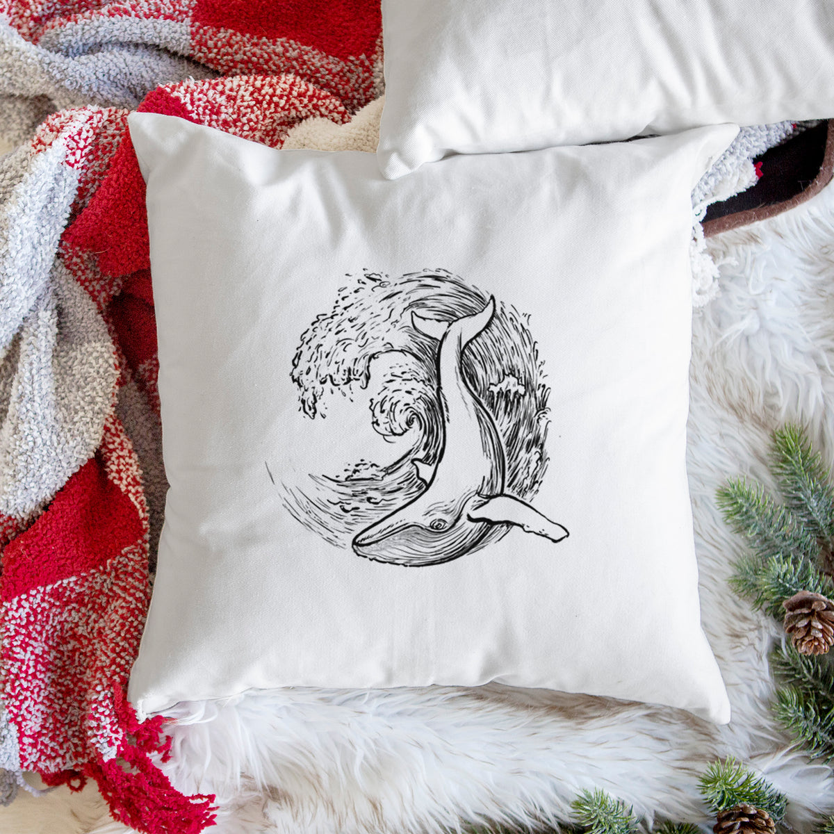Whale Wave - Throw Pillow Cover