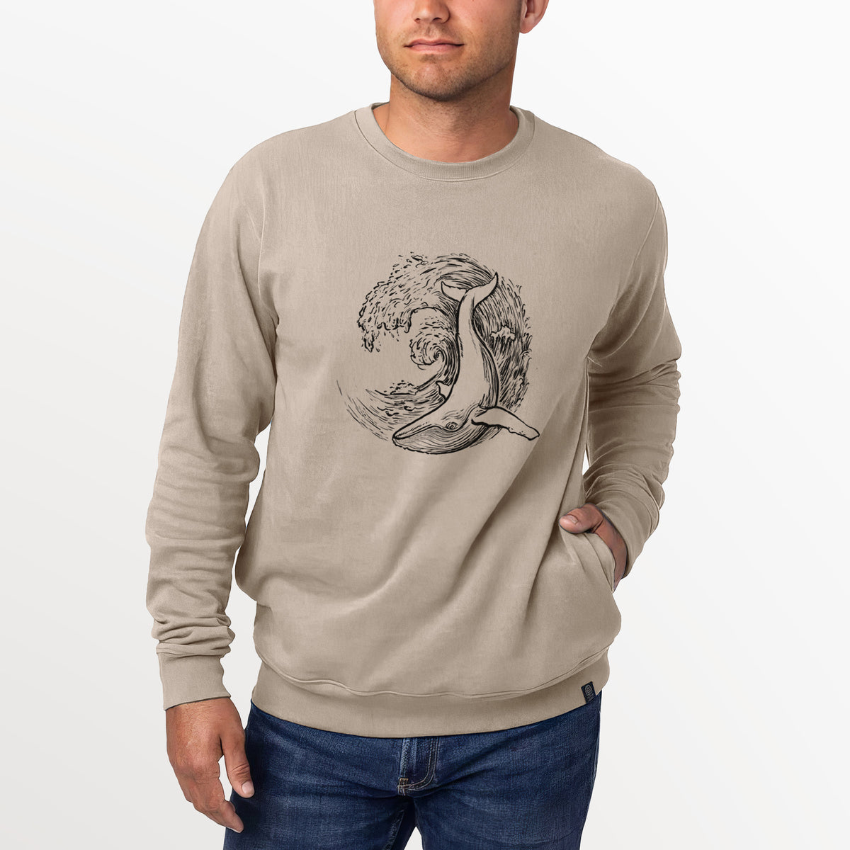 Whale Wave  - Unisex Reclaimed Crewneck Sweatshirt