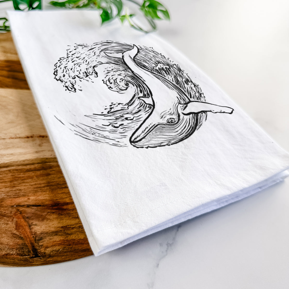 Whale Wave Tea Towel