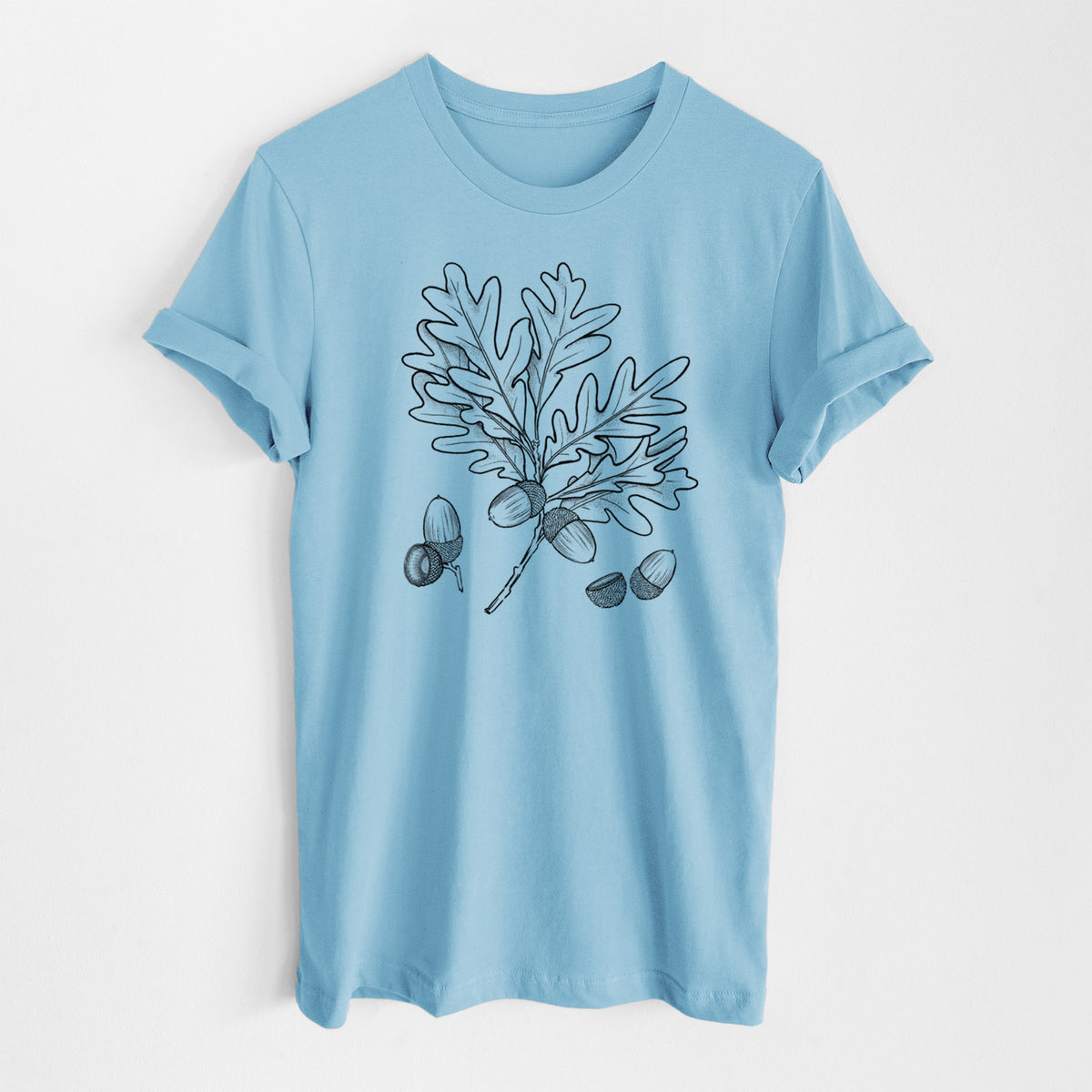White Oak Branch with Acorns - Quercus alba - Lightweight 100% Cotton Unisex Crewneck