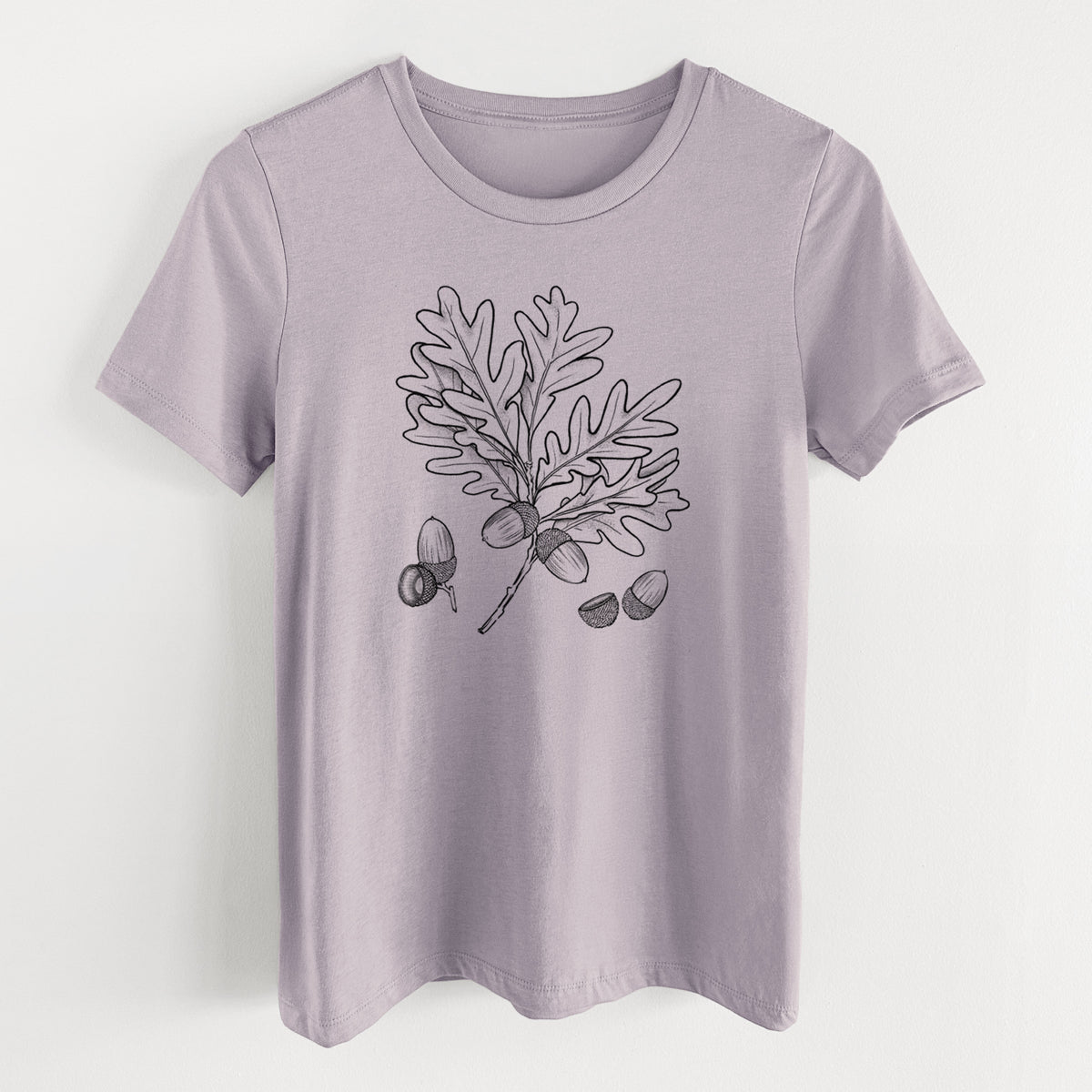 White Oak Branch with Acorns - Quercus alba - Women's Lightweight Relaxed Fit 100% Cotton Crewneck