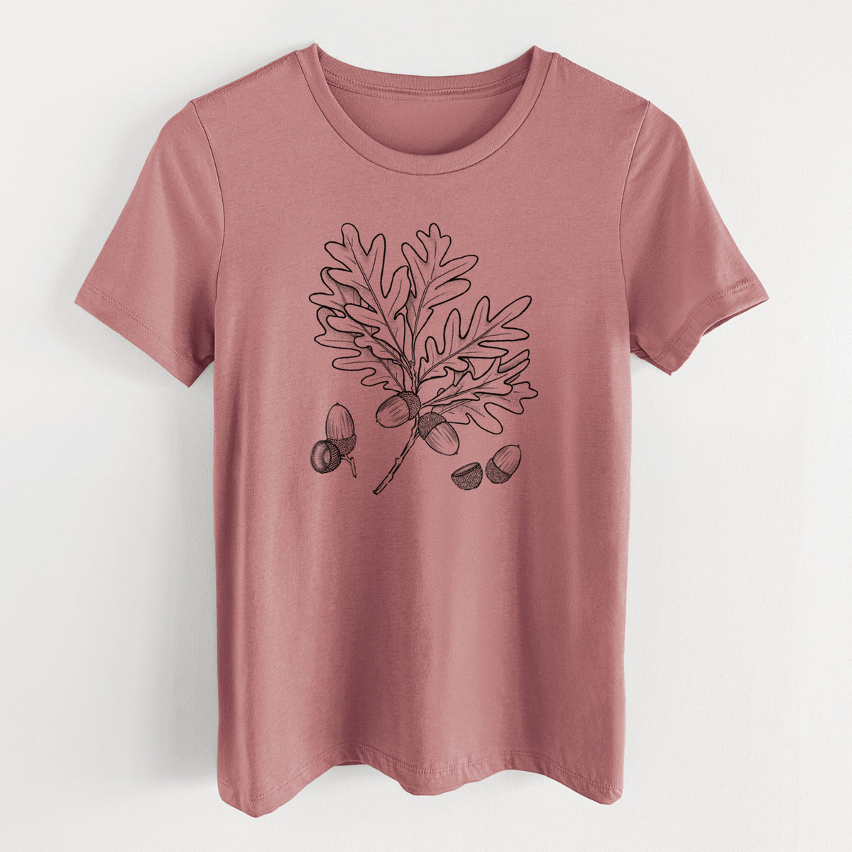 White Oak Branch with Acorns - Quercus alba - Women's Lightweight Relaxed Fit 100% Cotton Crewneck