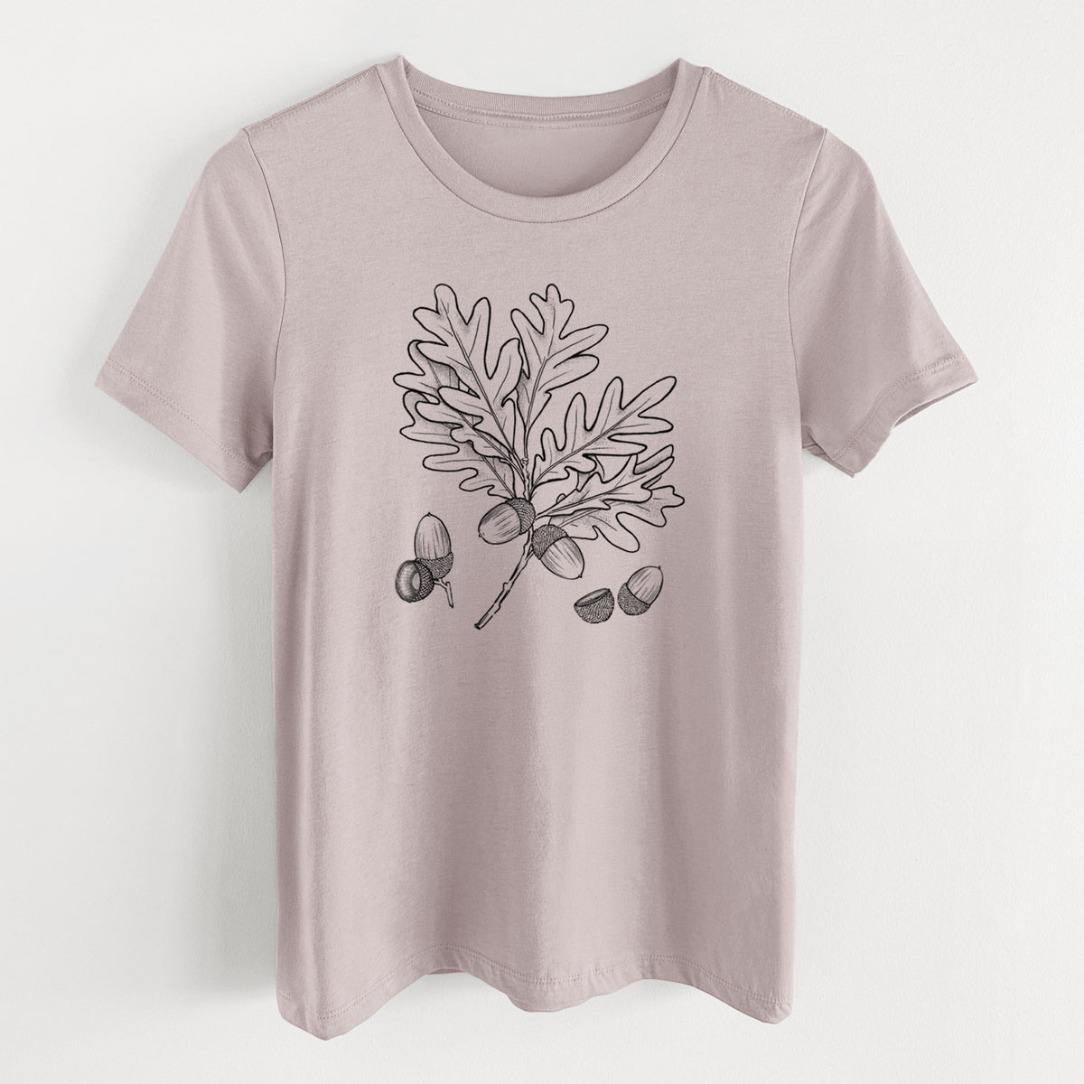 White Oak Branch with Acorns - Quercus alba - Women's Lightweight Relaxed Fit 100% Cotton Crewneck