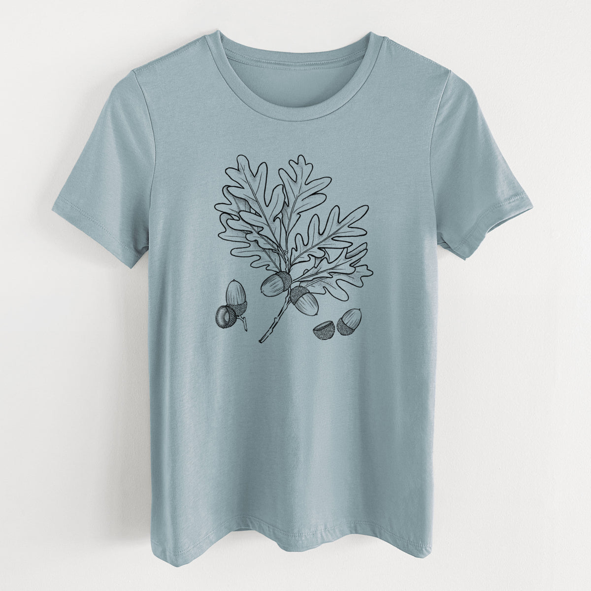 White Oak Branch with Acorns - Quercus alba - Women's Lightweight Relaxed Fit 100% Cotton Crewneck