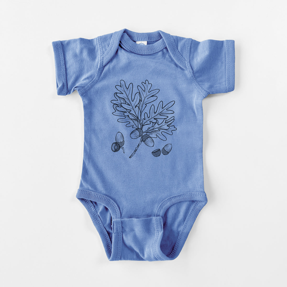 White Oak Branch with Acorns - Quercus alba - Baby Fine Jersey Bodysuit