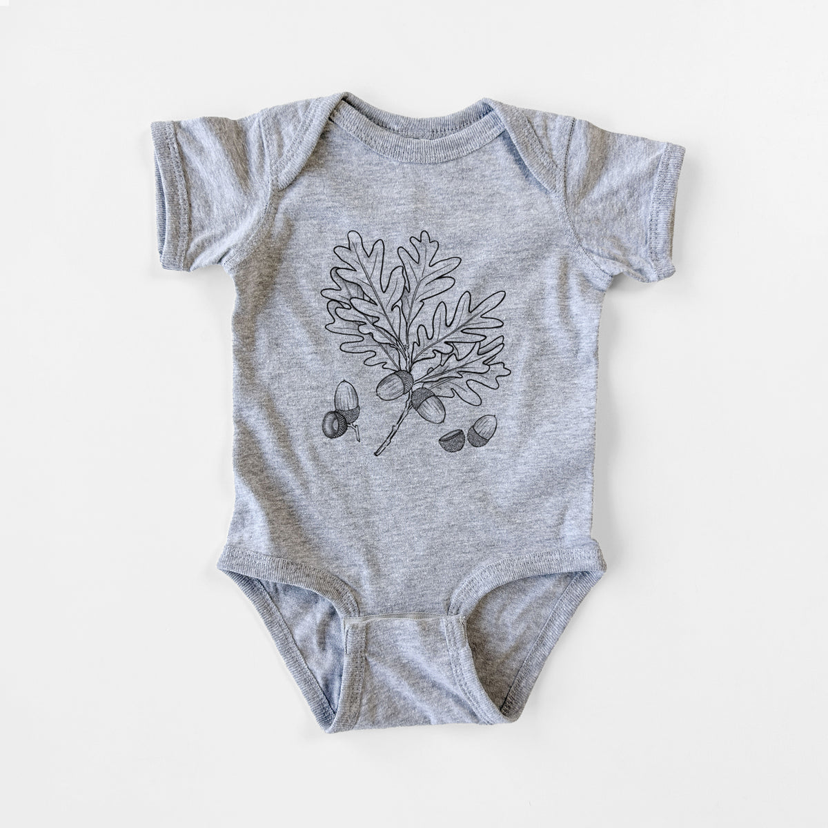 White Oak Branch with Acorns - Quercus alba - Baby Fine Jersey Bodysuit