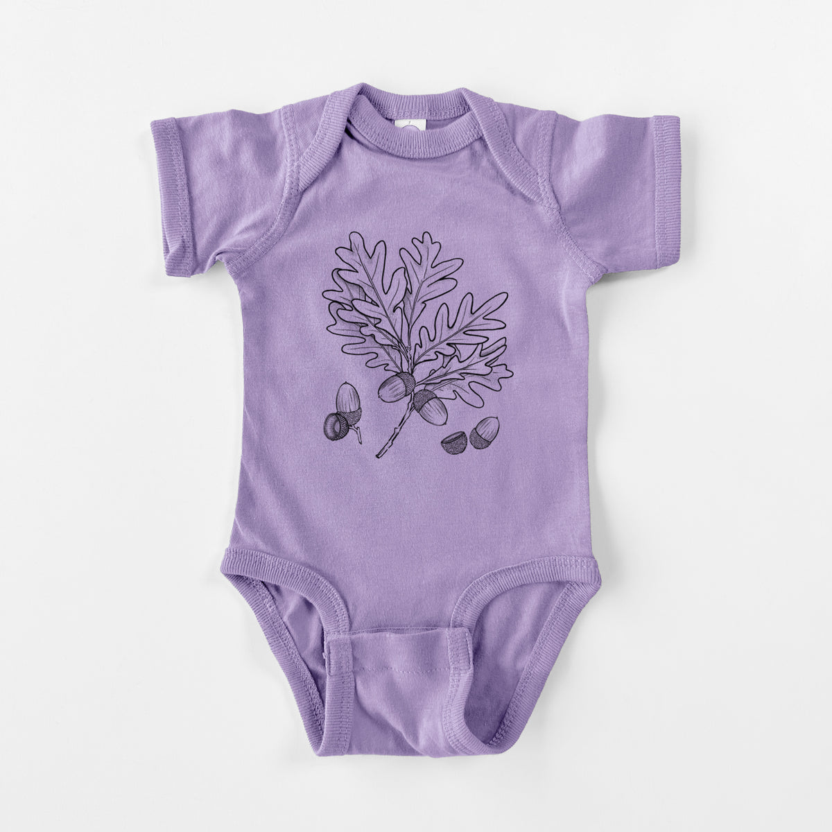 White Oak Branch with Acorns - Quercus alba - Baby Fine Jersey Bodysuit