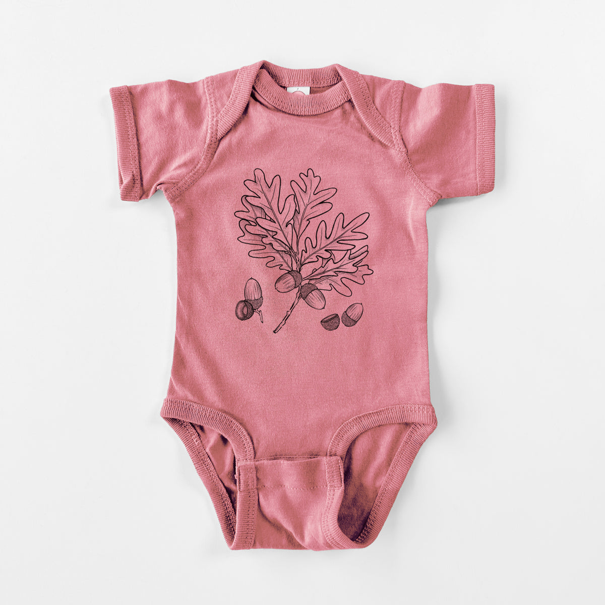 White Oak Branch with Acorns - Quercus alba - Baby Fine Jersey Bodysuit