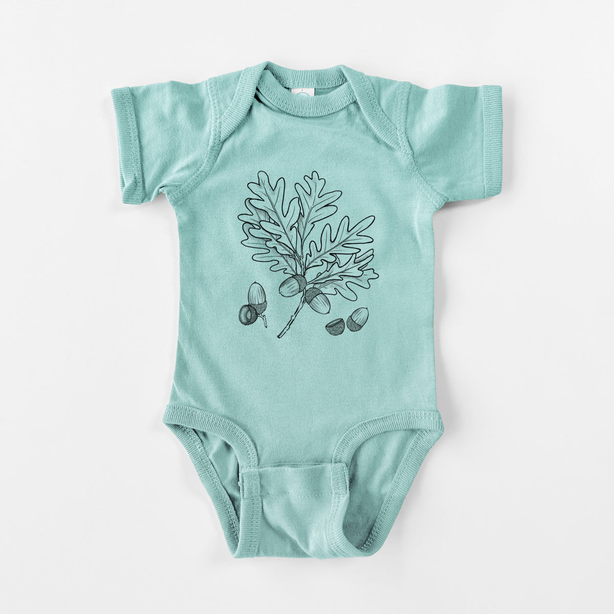 White Oak Branch with Acorns - Quercus alba - Baby Fine Jersey Bodysuit