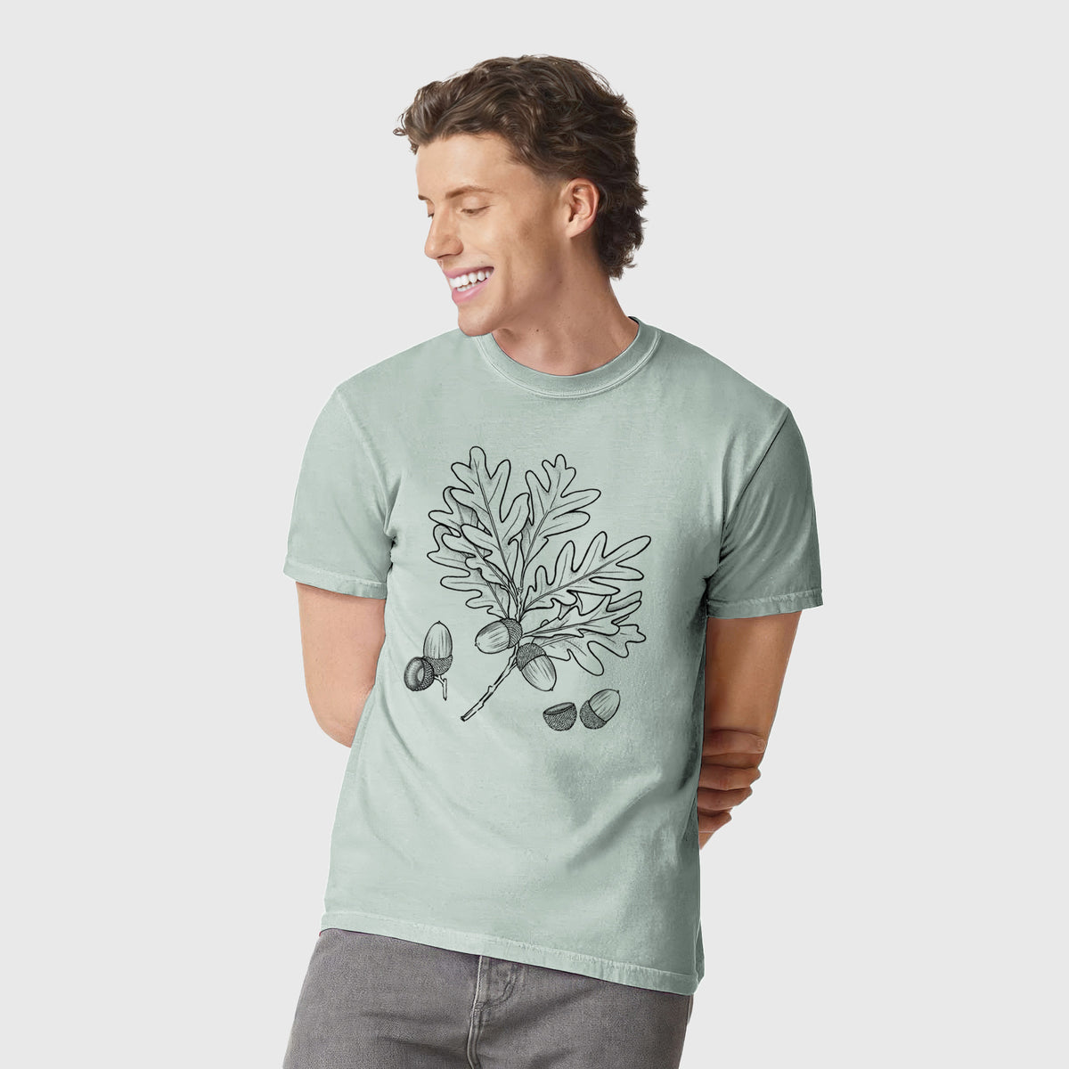 White Oak Branch with Acorns - Quercus alba - Unisex Comfort Colors Garment-Dyed Heavyweight T-shirt