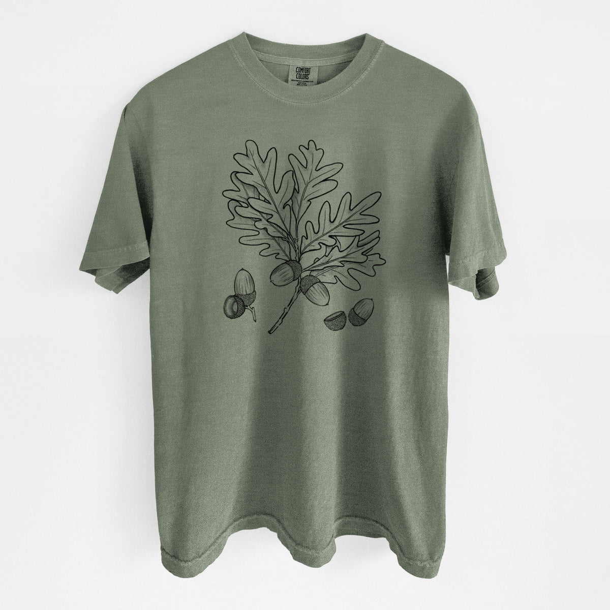 White Oak Branch with Acorns - Quercus alba - Unisex Comfort Colors Garment-Dyed Heavyweight T-shirt