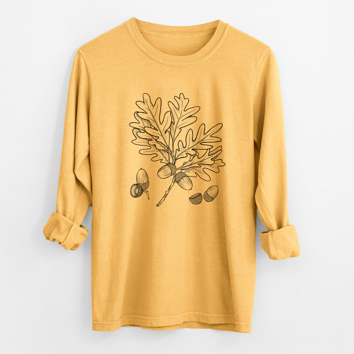 White Oak Branch with Acorns - Quercus alba - Unisex Comfort Colors 100% Cotton Long Sleeve