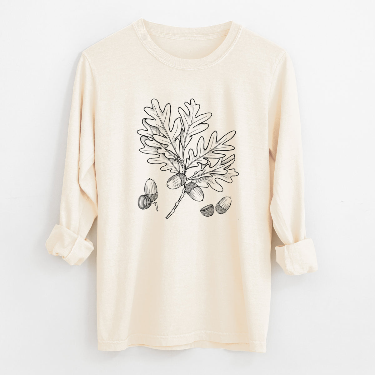 White Oak Branch with Acorns - Quercus alba - Unisex Comfort Colors 100% Cotton Long Sleeve