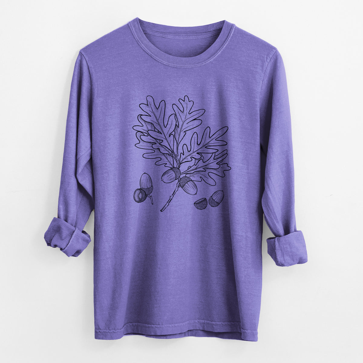 White Oak Branch with Acorns - Quercus alba - Unisex Comfort Colors 100% Cotton Long Sleeve