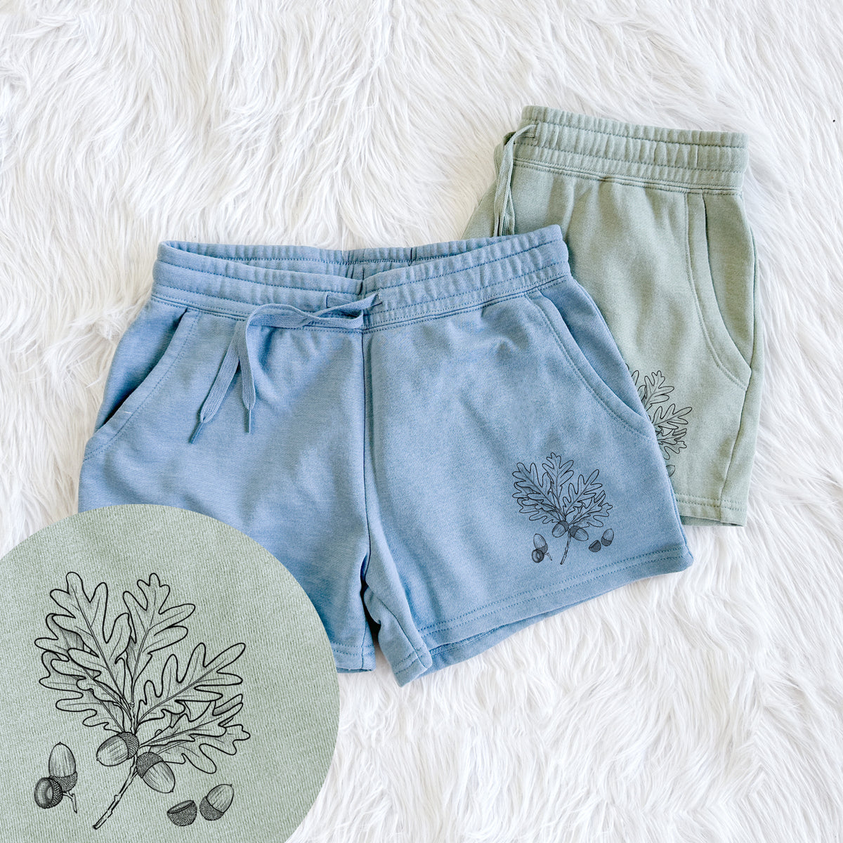 White Oak Branch with Acorns - Quercus alba - Women's Cali Wave Shorts