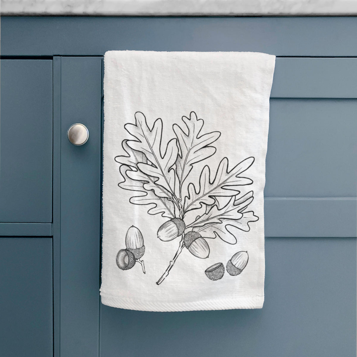 White Oak Branch with Acorns - Quercus alba Premium Decorative Hand Towel