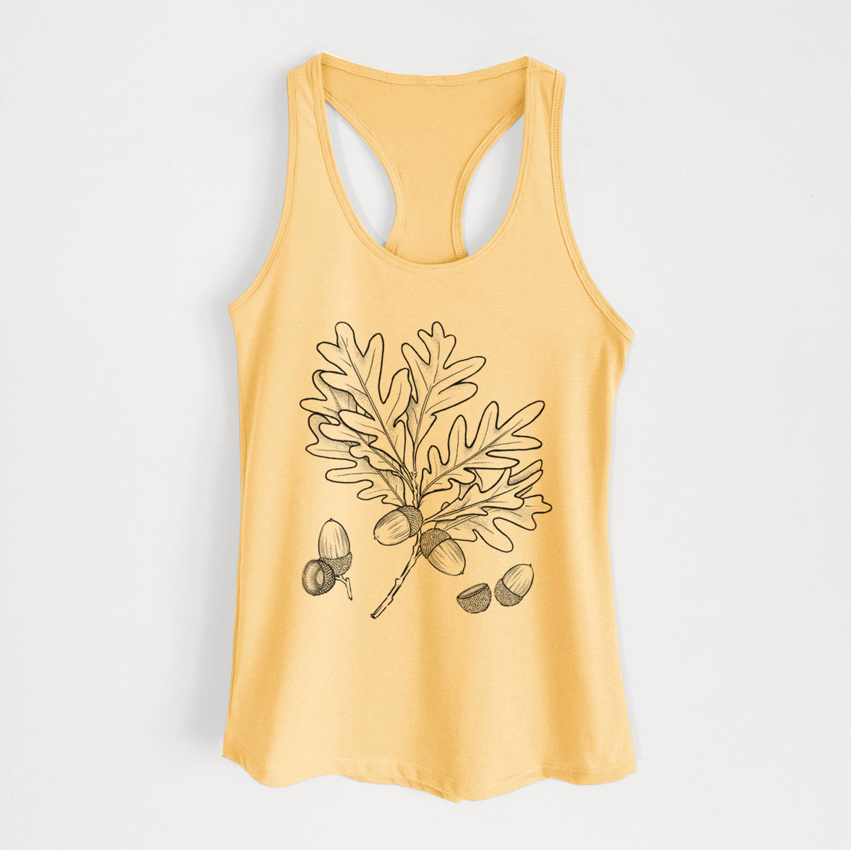 White Oak Branch with Acorns - Quercus alba - Women's Racerback Tanktop