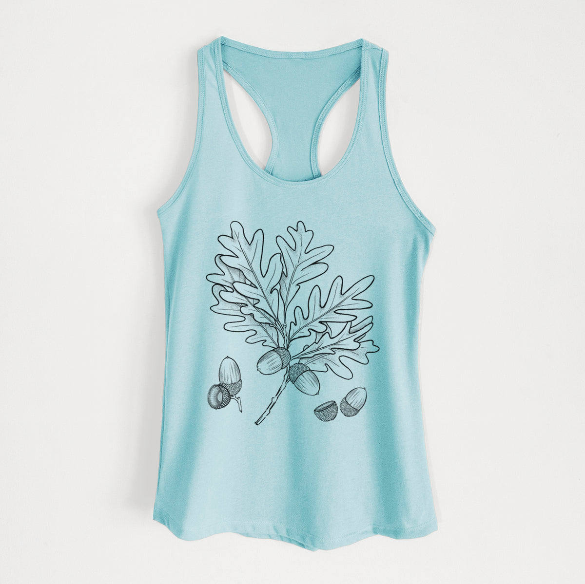 White Oak Branch with Acorns - Quercus alba - Women's Racerback Tanktop