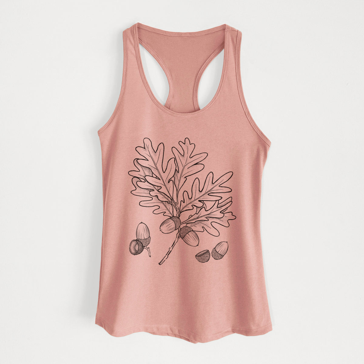 White Oak Branch with Acorns - Quercus alba - Women's Racerback Tanktop