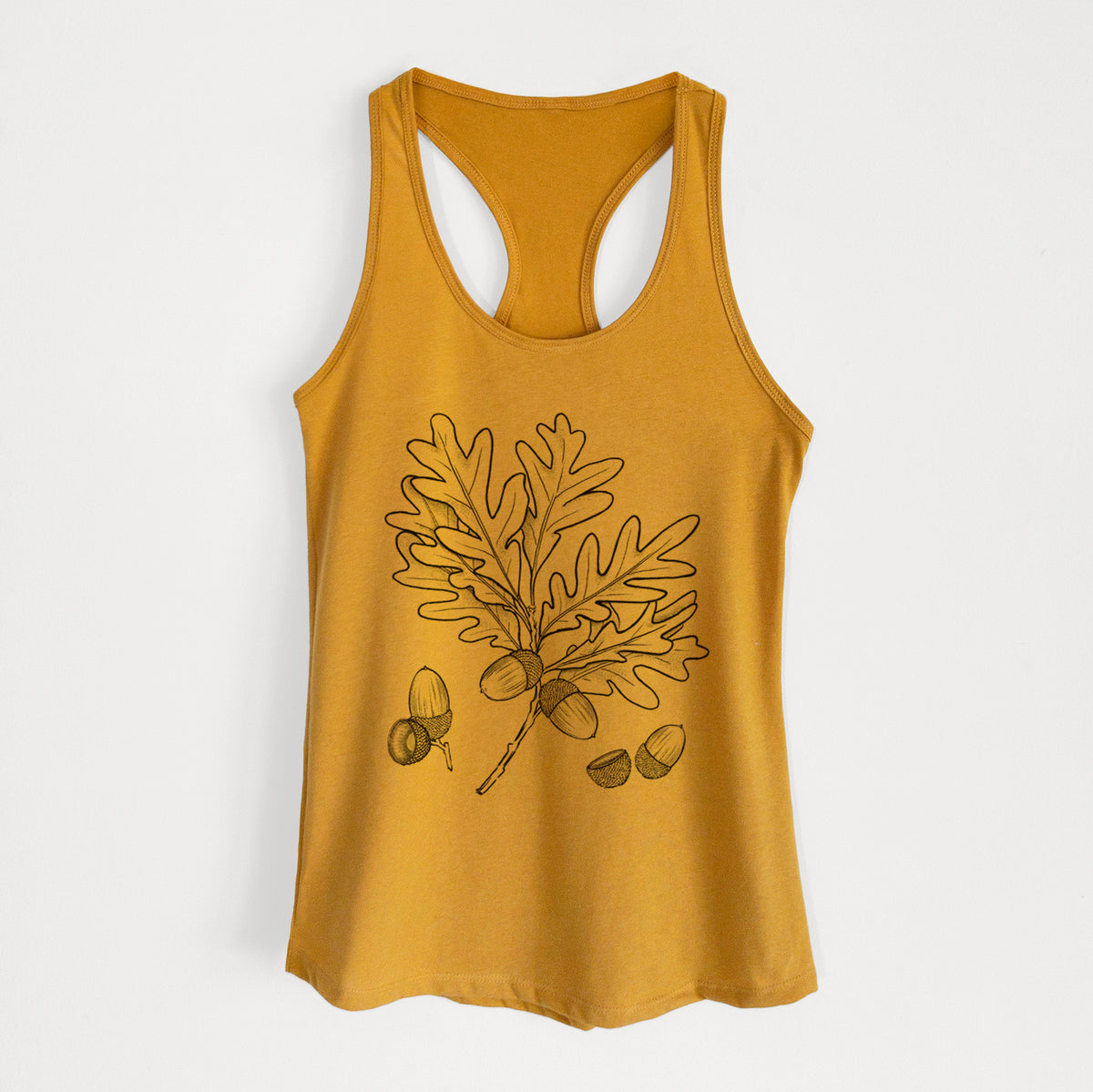 White Oak Branch with Acorns - Quercus alba - Women's Racerback Tanktop