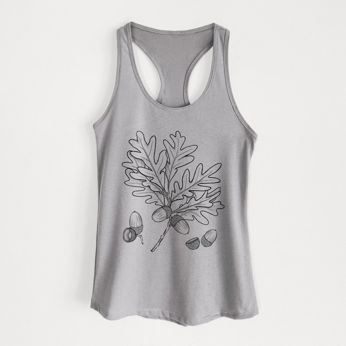 White Oak Branch with Acorns - Quercus alba - Women's Racerback Tanktop