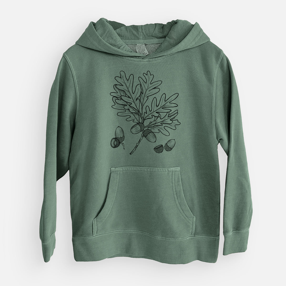 White Oak Branch with Acorns - Quercus alba - Youth Pigment Dyed Hoodie