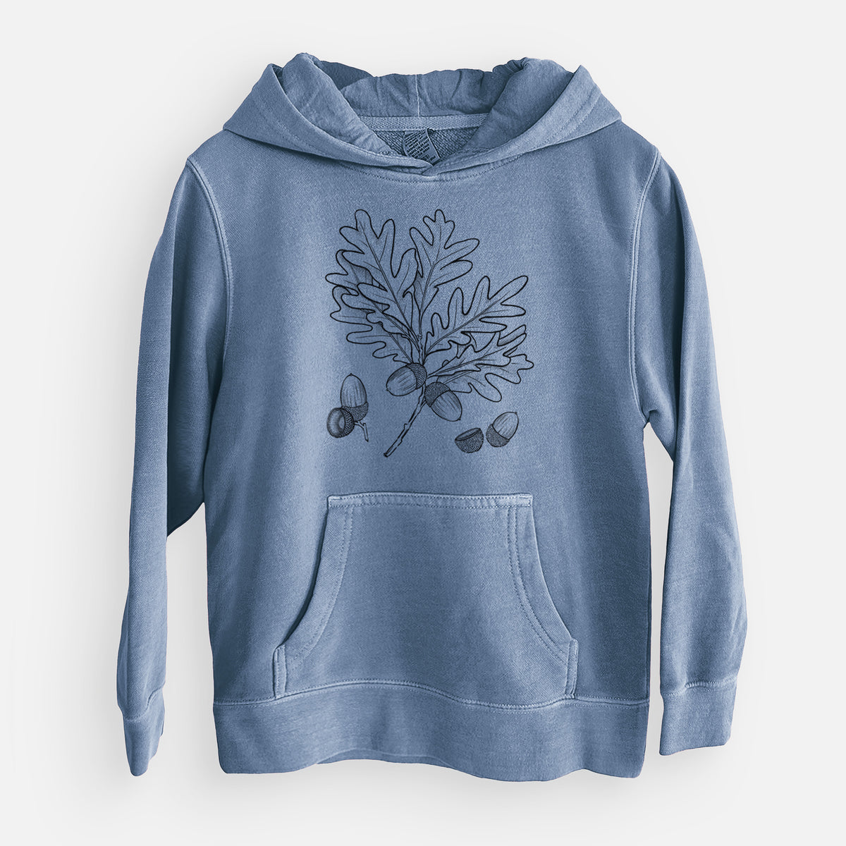White Oak Branch with Acorns - Quercus alba - Youth Pigment Dyed Hoodie