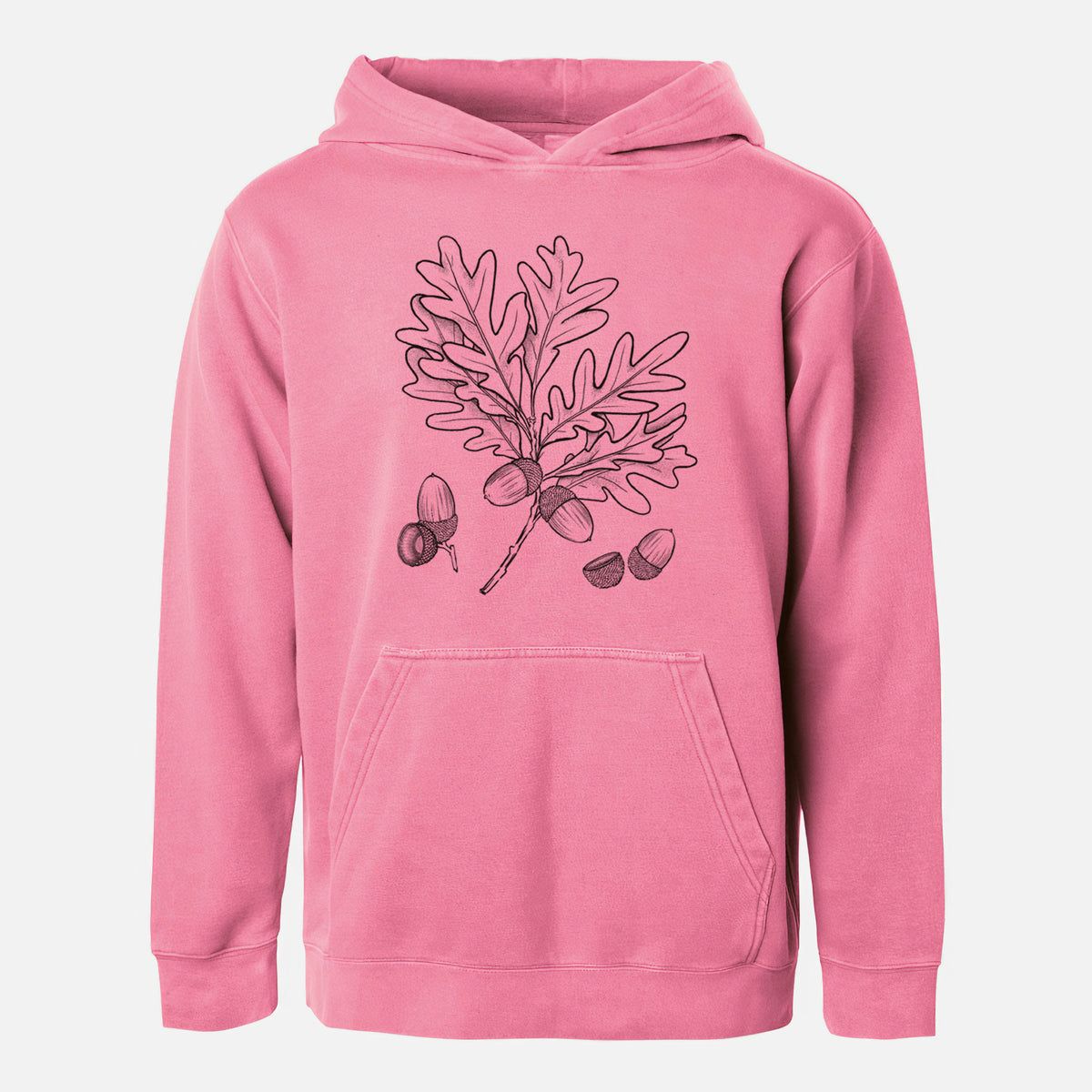 White Oak Branch with Acorns - Quercus alba - Youth Pigment Dyed Hoodie