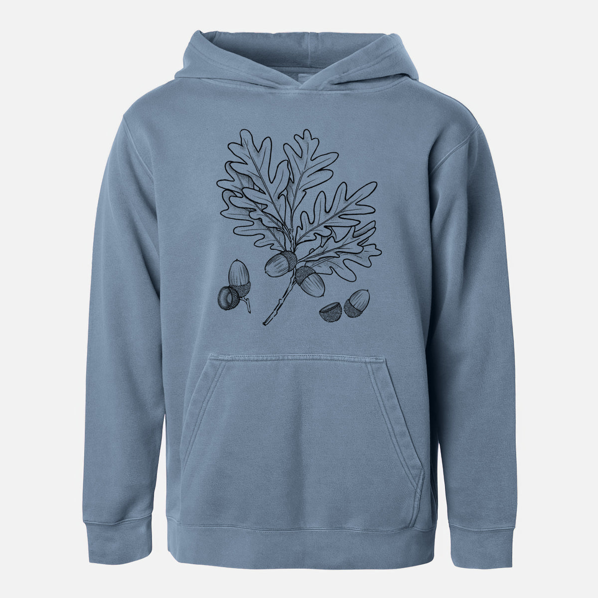 White Oak Branch with Acorns - Quercus alba - Youth Pigment Dyed Hoodie