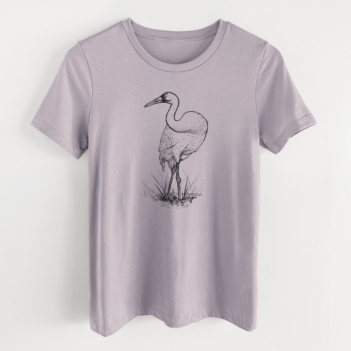 Whooping Crane - Grus americana - Women&#39;s Lightweight Relaxed Fit 100% Cotton Crewneck