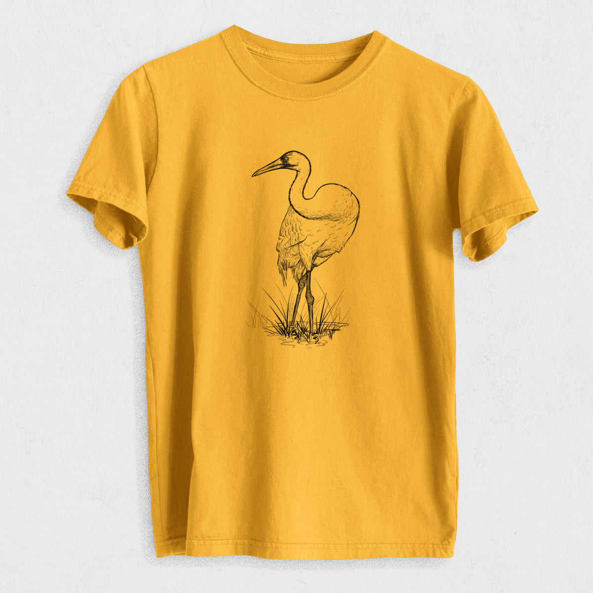 Whooping Crane - Grus americana - Heavyweight Men&#39;s 100% Organic Cotton Tee
