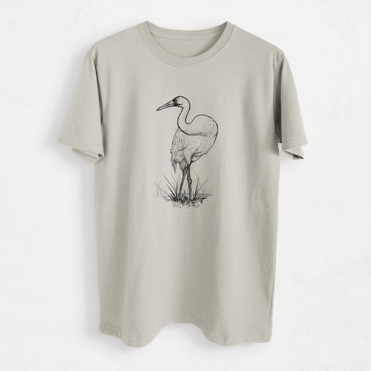 Whooping Crane - Grus americana - Heavyweight Men&#39;s 100% Organic Cotton Tee