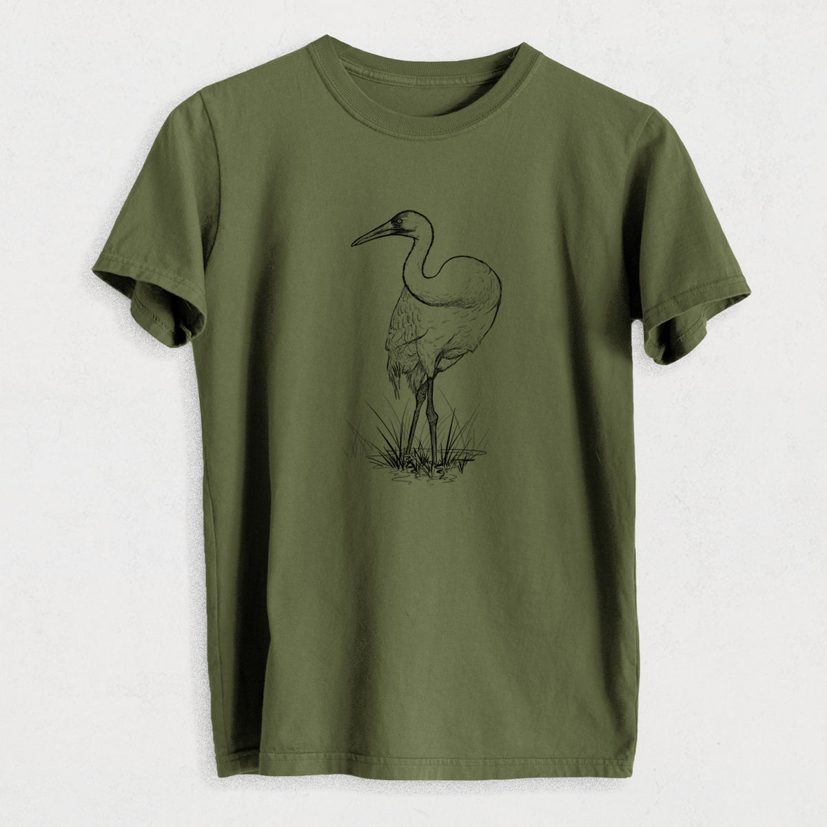 Whooping Crane - Grus americana - Heavyweight Men&#39;s 100% Organic Cotton Tee