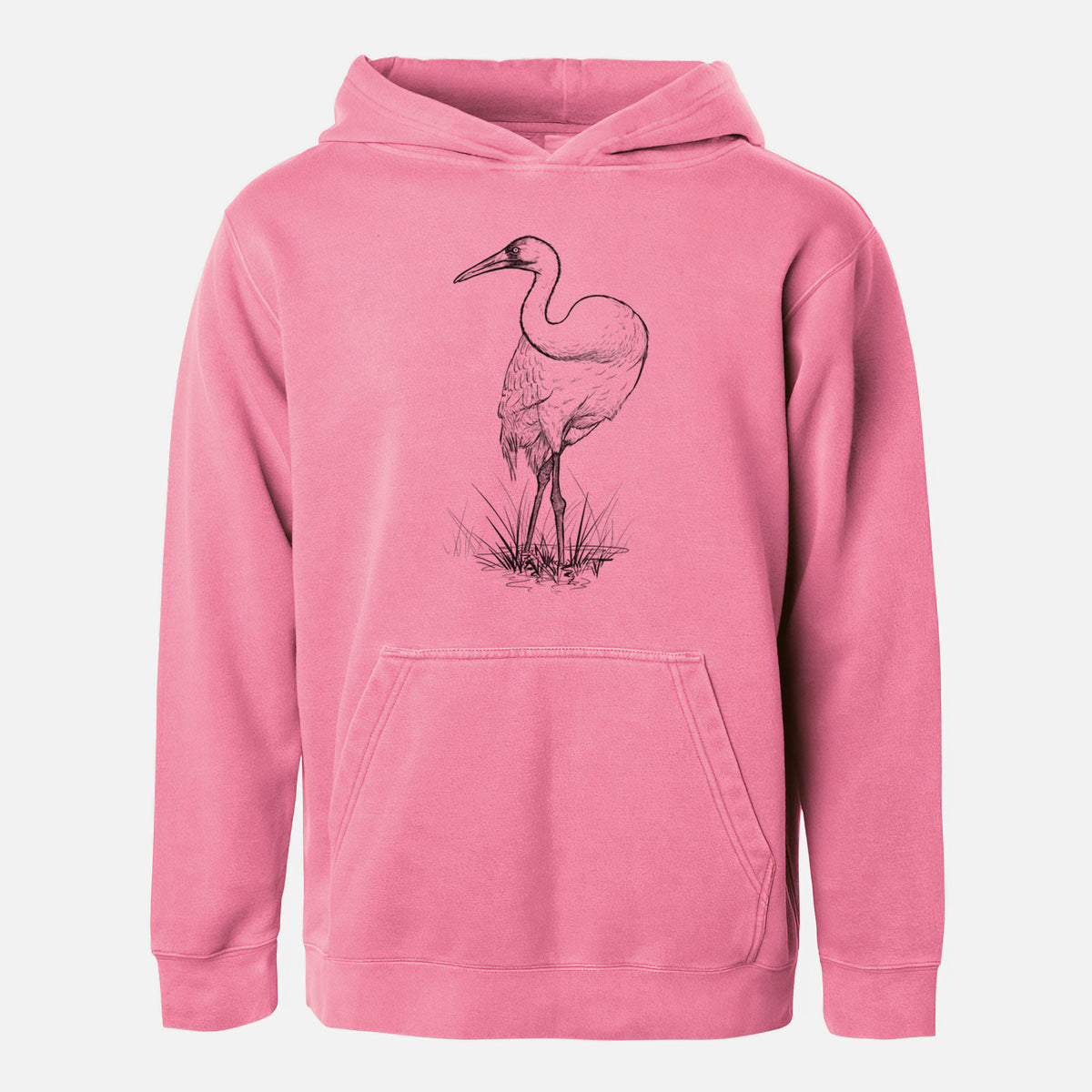 Whooping Crane - Grus americana - Youth Pigment Dyed Hoodie