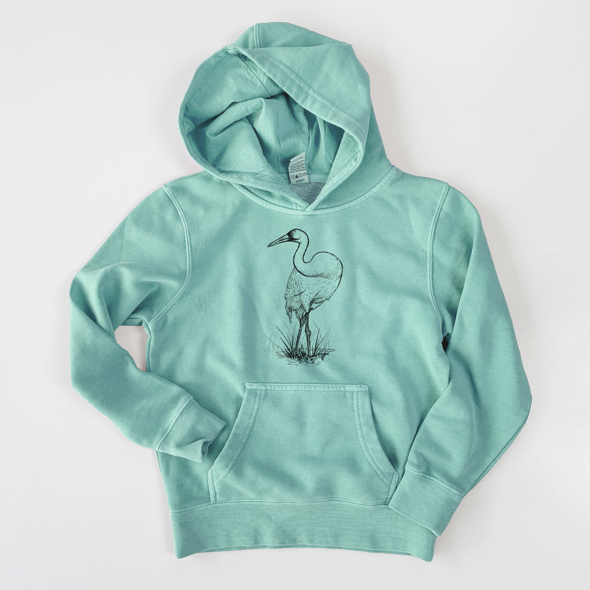 Whooping Crane - Grus americana - Youth Pigment Dyed Hoodie