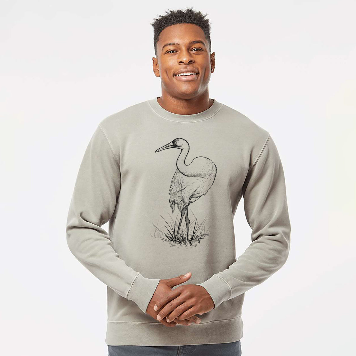 Whooping Crane - Grus americana - Unisex Pigment Dyed Crew Sweatshirt