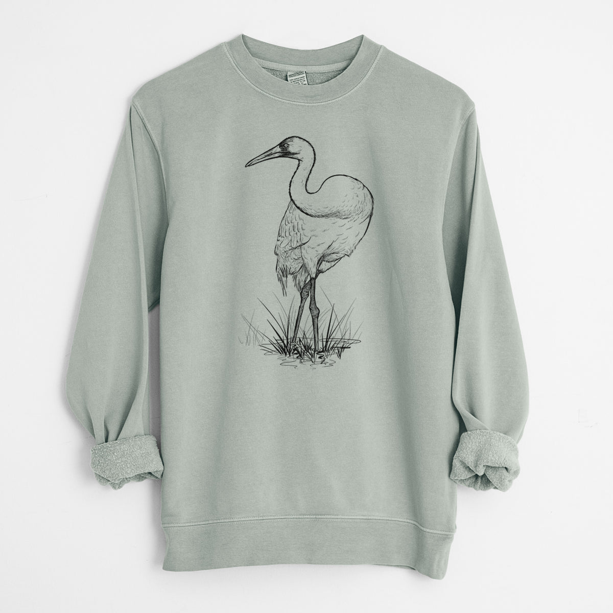 Whooping Crane - Grus americana - Unisex Pigment Dyed Crew Sweatshirt