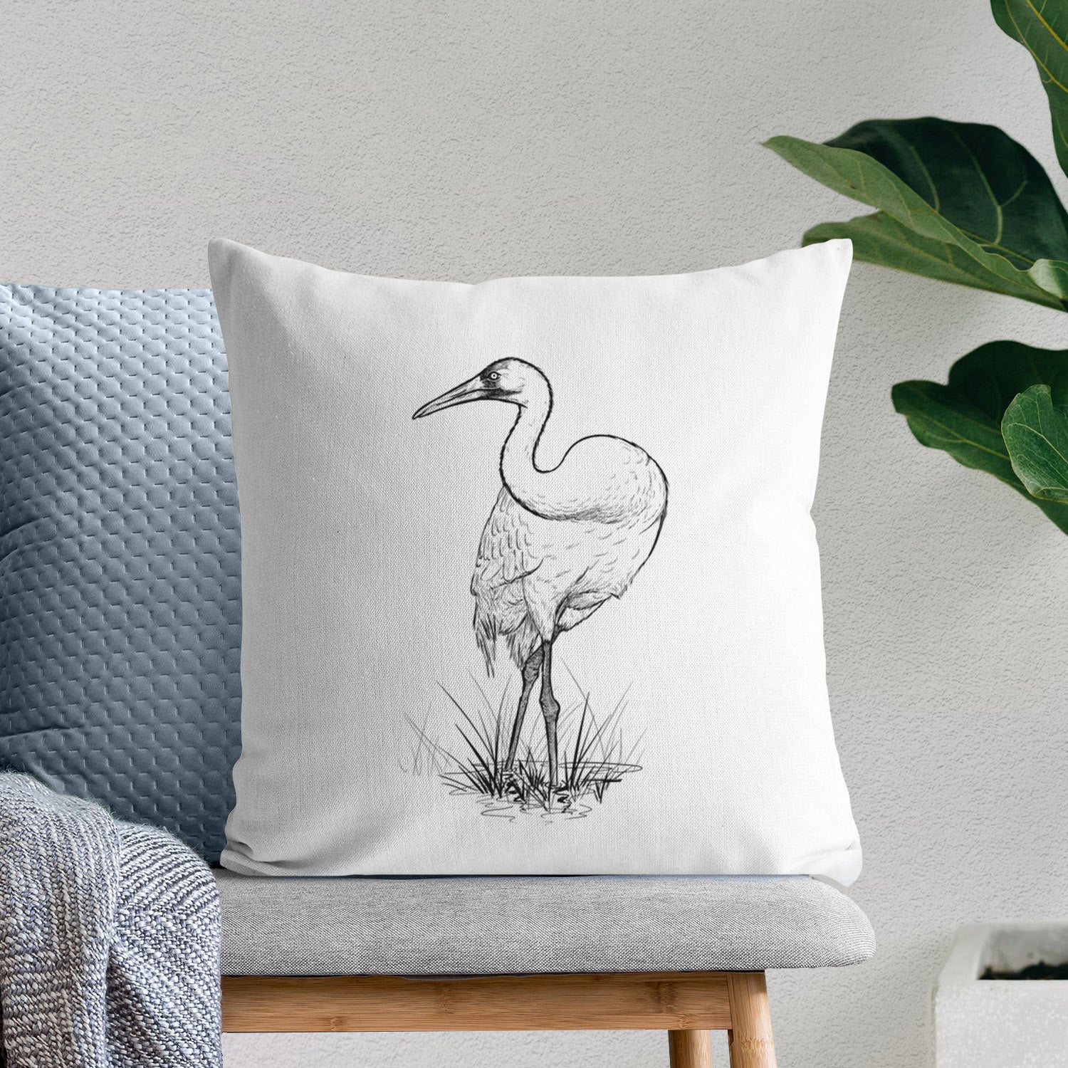 Whooping Crane - Grus americana - Throw Pillow Cover