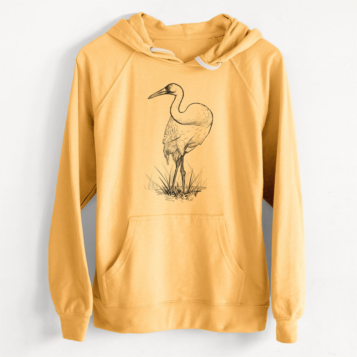 CLEARANCE - Whooping Crane - Grus americana  - Unisex Slim Fit Loopback Terry Hoodie