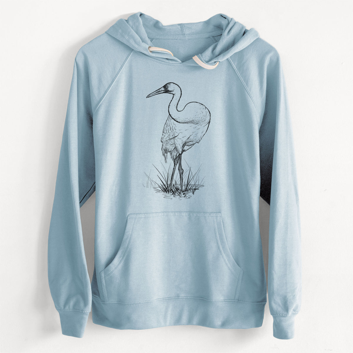 CLEARANCE - Whooping Crane - Grus americana  - Unisex Slim Fit Loopback Terry Hoodie