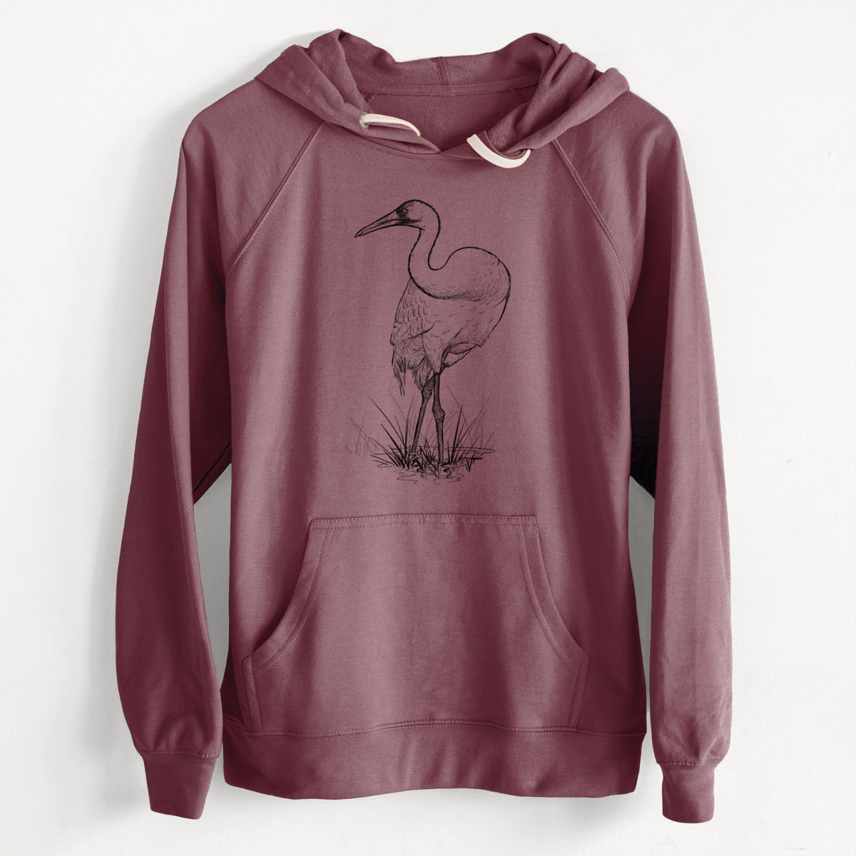 CLEARANCE - Whooping Crane - Grus americana  - Unisex Slim Fit Loopback Terry Hoodie