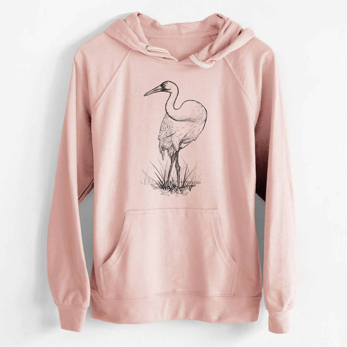 CLEARANCE - Whooping Crane - Grus americana  - Unisex Slim Fit Loopback Terry Hoodie