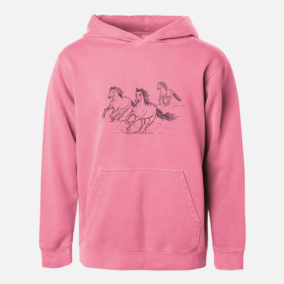 Wild Horses Running - Youth Pigment Dyed Hoodie