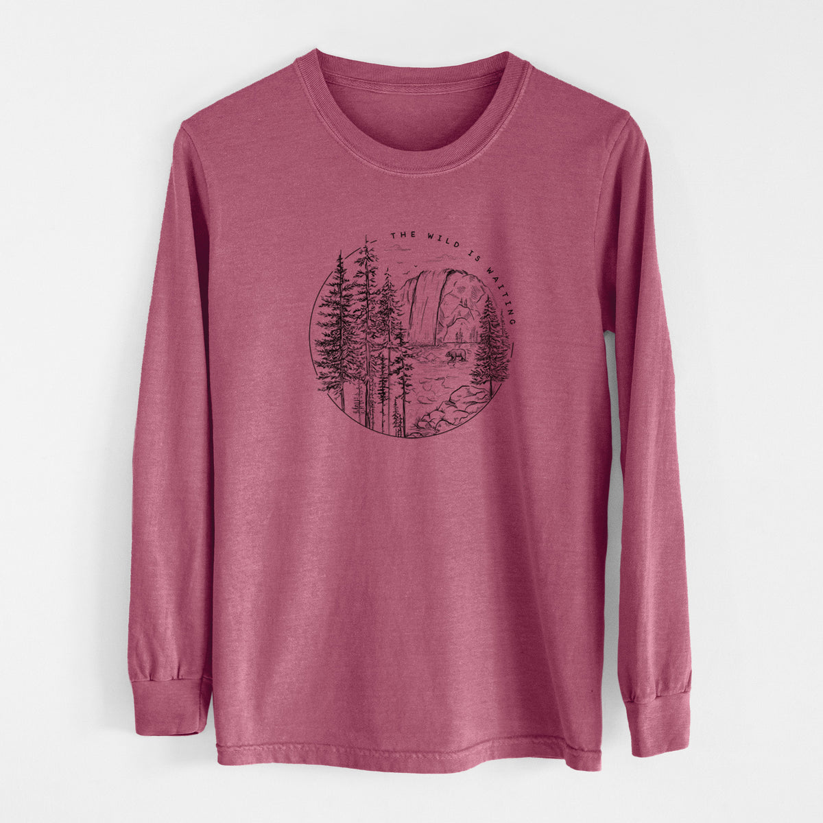 The Wild is Waiting - Men&#39;s Heavyweight 100% Cotton Long Sleeve